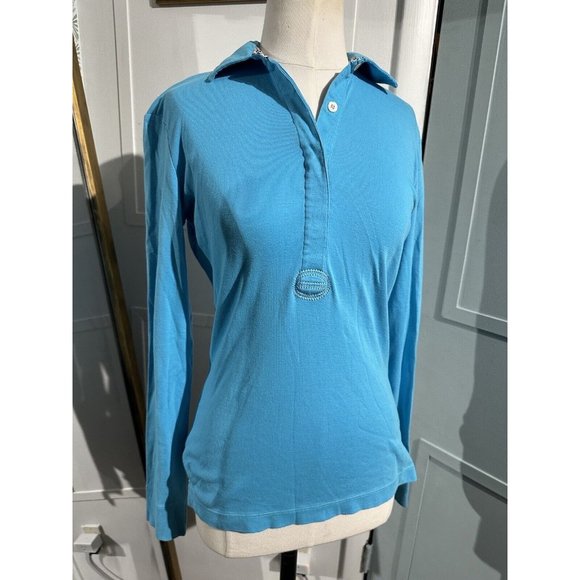 Lilly Pulitzer Tops - Lilly Pulitzer Polo Shirt Long Sleeve Blue Buttons Casual Preppy Top XS